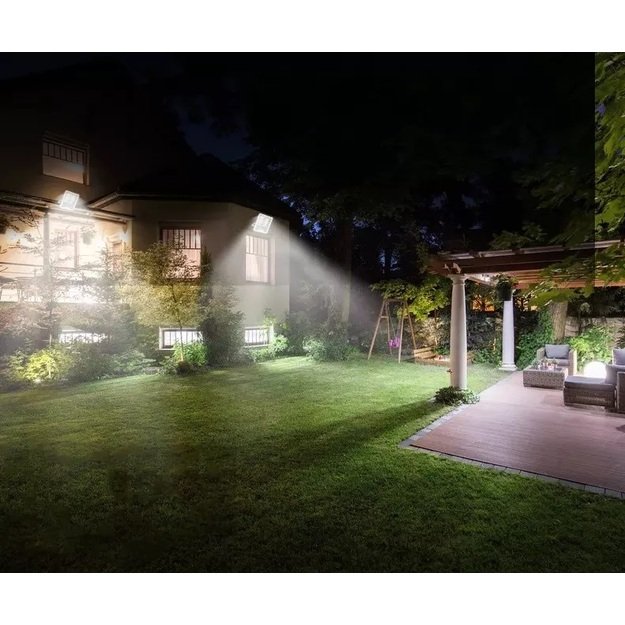 LED šviestuvas / žibintas su saulės baterija + valdymo pultelis