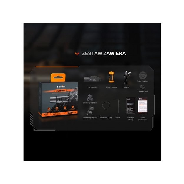 Fenix GL19R V2.0 žibintuvėlis ant pistoleto