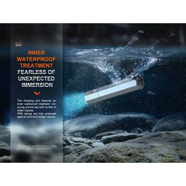 Fenix E-CP žibintuvėlis + powerbankas. Mėlynas