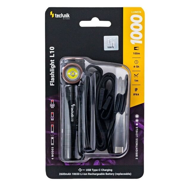 Фонарь Technik L10 (+1x18650 2200 мАч) Osram P9 + USB-C 1000 лм