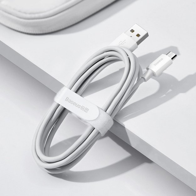 Baseus Simple Wisdom Data Cable Kit USB to Micro 2.1A (2PCS/Set) 1.5m White