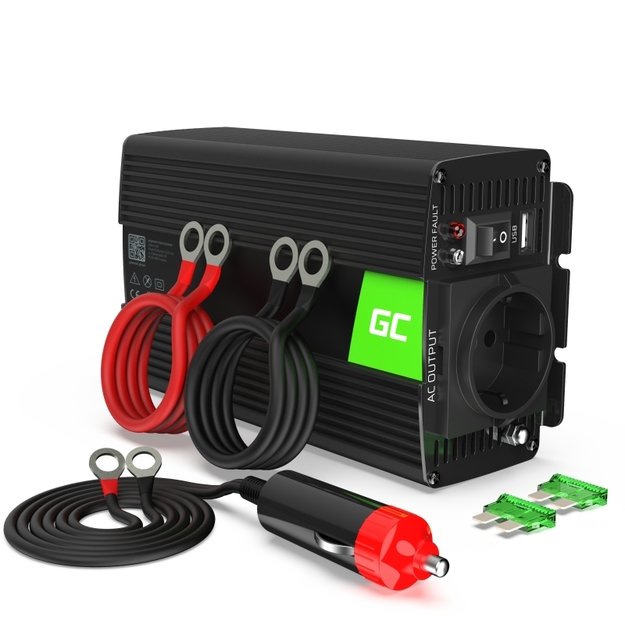Green Cell 24V to 230V Power Inverter, 300W/600W, Modified Sine Wave