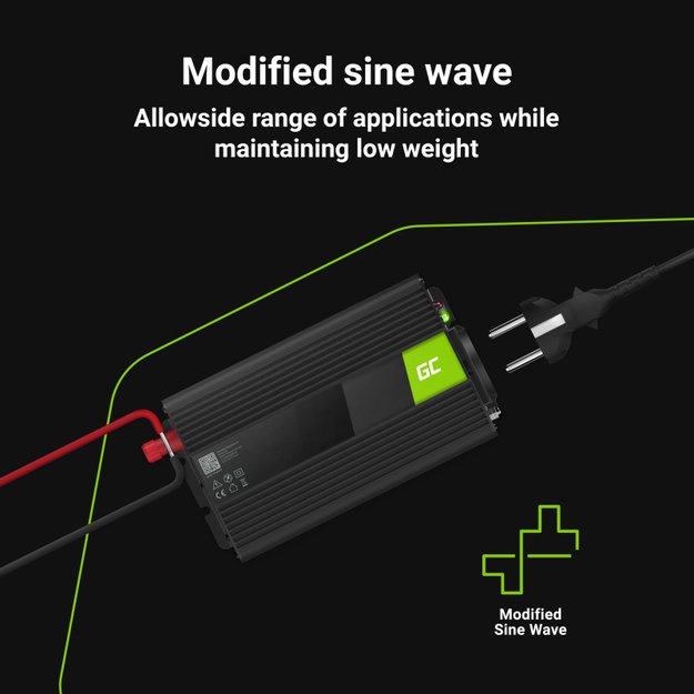 Green Cell 24V to 230V Power Inverter, 300W/600W, Modified Sine Wave