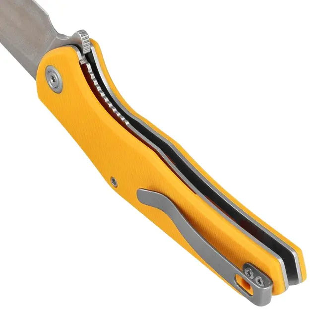 Нож Kubey Flash KU158N, желтый G10, сатиновый San Mai M2