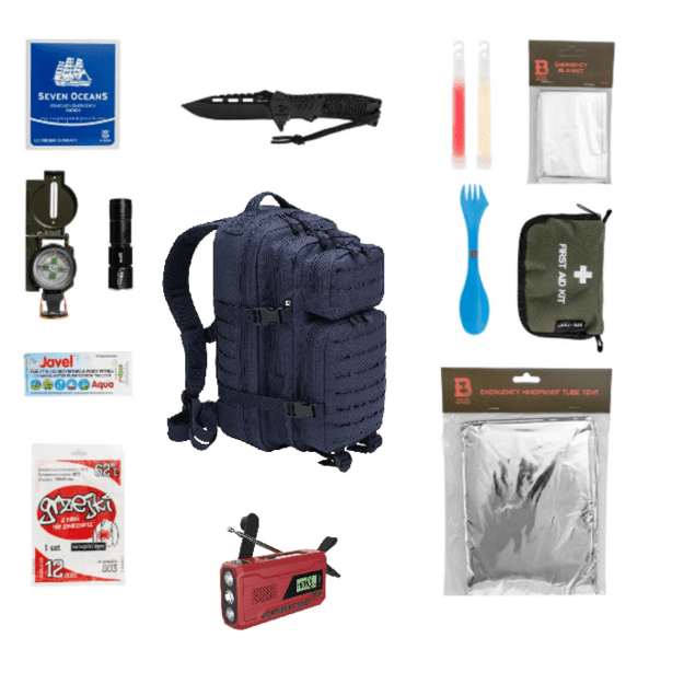 Evacuation - Survival backpack - with equipment, 25L, Blue