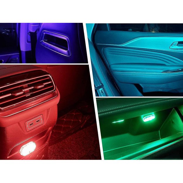 Automobilio vidaus apšvietimo 6LED RGB lemputė