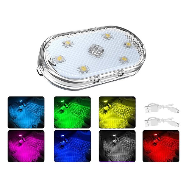 Automobilio vidaus apšvietimo 6LED RGB lemputė