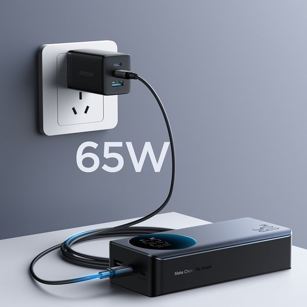 Joyroom JR-PBF05 Pro 30000mAh 65W išorinė baterija su skaitmeniniu ekranu, 2x USB-C ir 1x USB-A, juoda