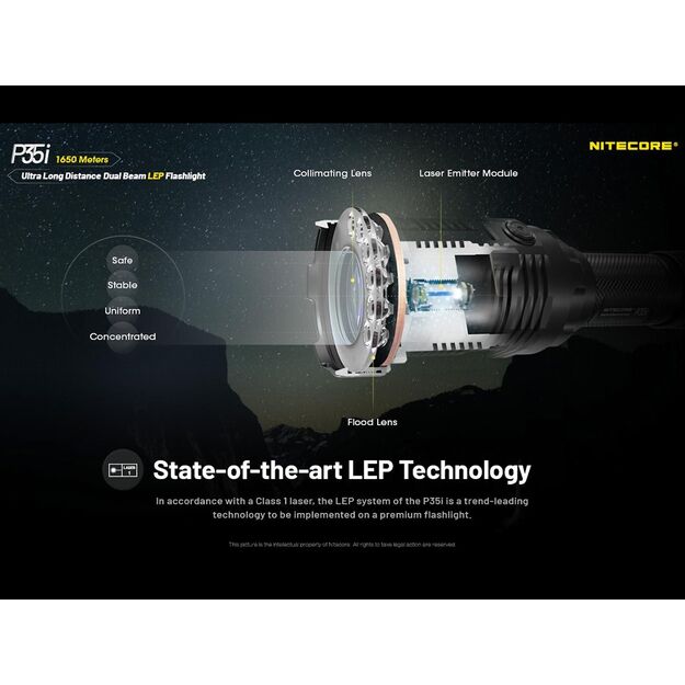 Nitecore P35i - LED ir lazerinis žibintuvėlis