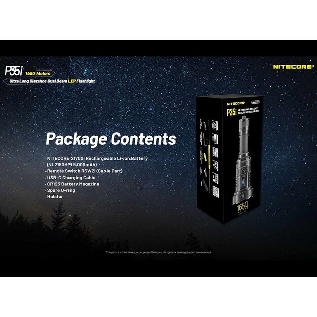 Nitecore P35i - LED ir lazerinis žibintuvėlis