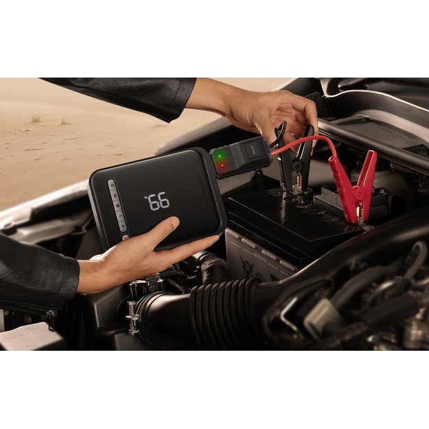 Powerbank / Starteris + kompresorius 2in1 Baseus Super Energy Car Jump Starter, 8000mAh, 1000A USB (juodas)