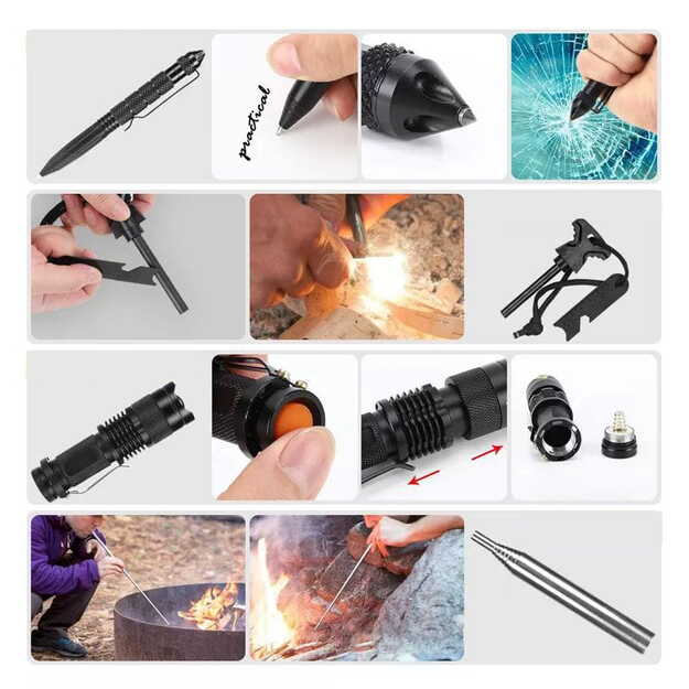 Армейский комплект выживания 20-в-1, многофункциональный