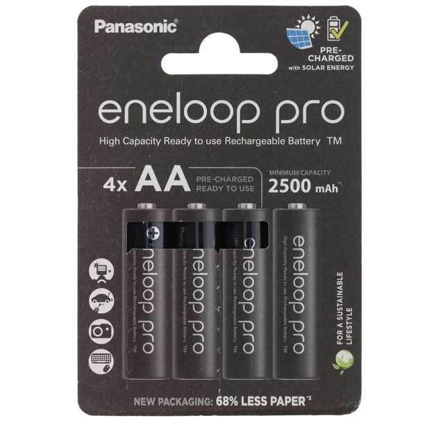 Panasonic Eneloop PRO 2500mAh AA akumuliatorius, 4 vnt. BK-3HCDE/4BE