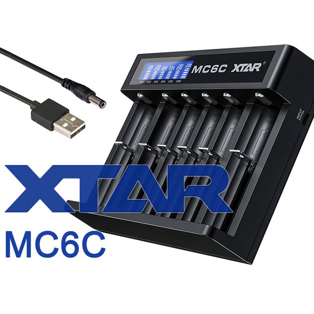 Xtar MC6C įkroviklis Li-ion baterijoms su LCD ekranu 500226