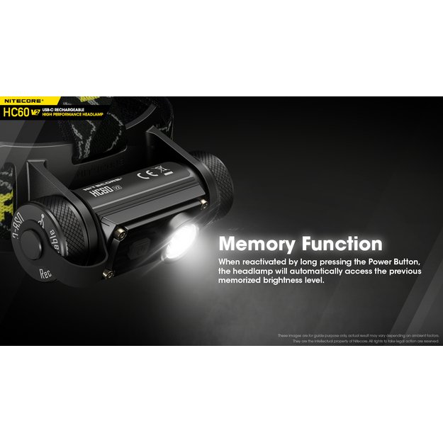 Nitecore HC60 V2.0 žibintuvėlis ant galvos