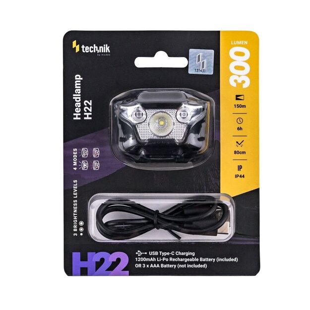 Technik H22 žibintuvėlis XPG3 LED + mikro USB (300 liumenų)