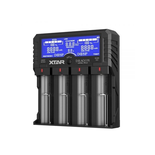 XTAR VP4L Plus DRAGON 18650/26650 Зарядное устройство Li-ION/Ni-MH, 4 канала, источник питания переменного/постоянного тока