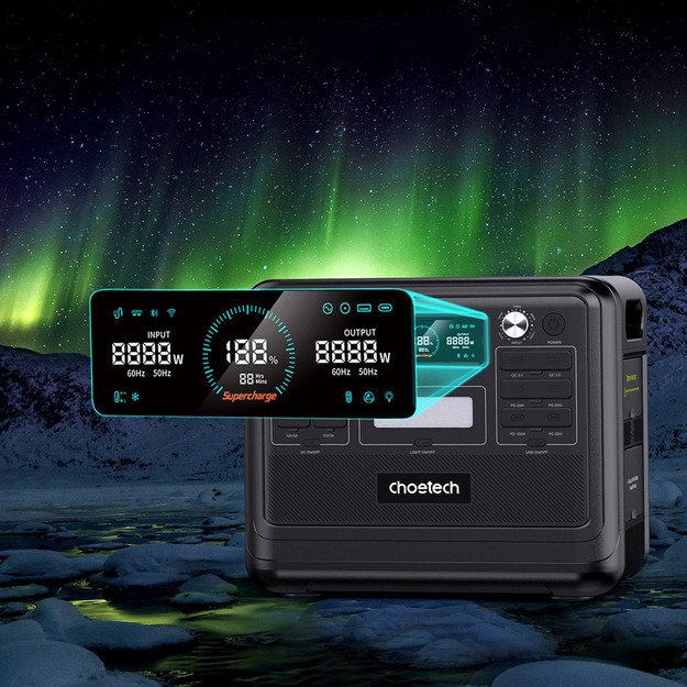 Choetech BS008 2400W kintamosios srovės maitinimo stotis - juoda