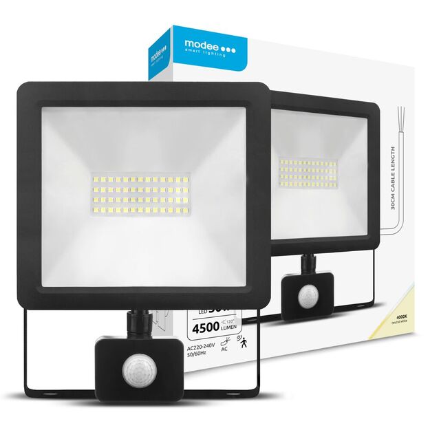 Modee Lighting LED prožektorius A2 serija + jutiklis 50W 120° 4000K (4500 liumenų) ERP