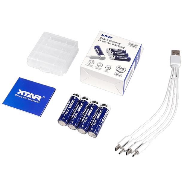 Литий-ионные аккумуляторы XTAR AA 1.5V 2450 мАч с портом USB-C, 4 шт.