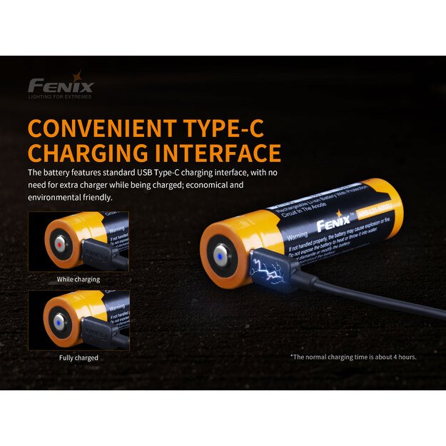 21700 baterija FENIX ARB-L21-5000U USB įkraunama baterija
