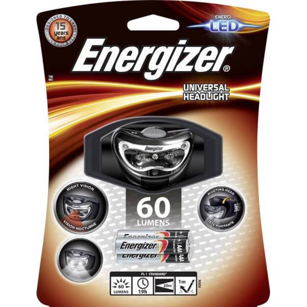 Energizer universalus 3 LED žibintuvėlis ant galvos