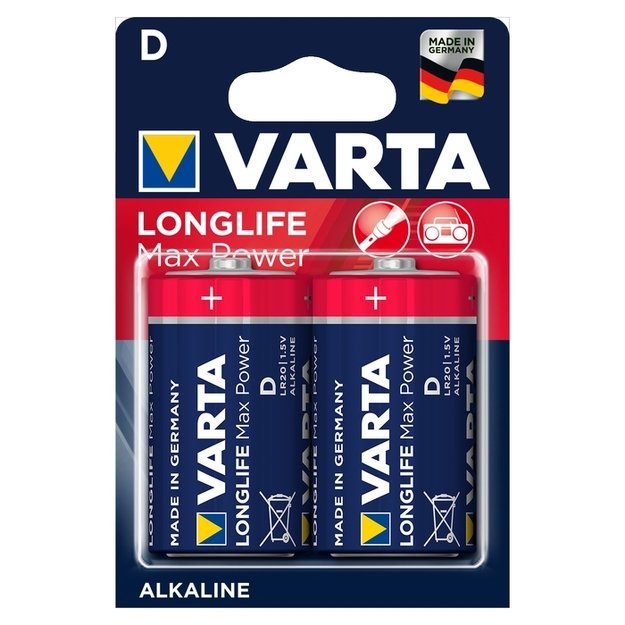 LR20 baterija Longlife Max Power D (2vnt) VARTA 4720