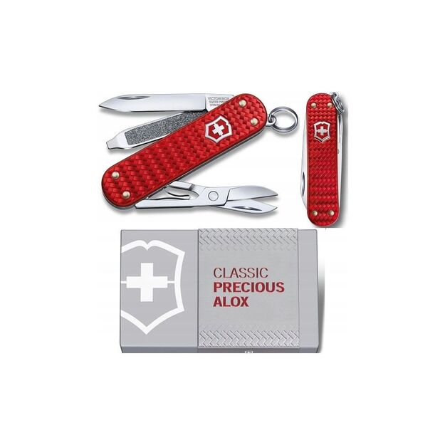 Victorinox Classic Precious Alox kišeninis daugiafunkcinis peiliukas - Iconic Red 0.6221.401G