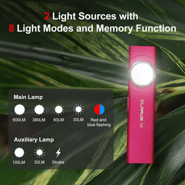 KLARUS E5 magnetinis EDC žibintuvėlis, oranžinis