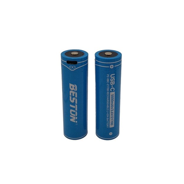 Beston battery 21700 rechargeable with USB-C socket, 3.6V, 5000mAh, Li-Ion, 2 pcs.
