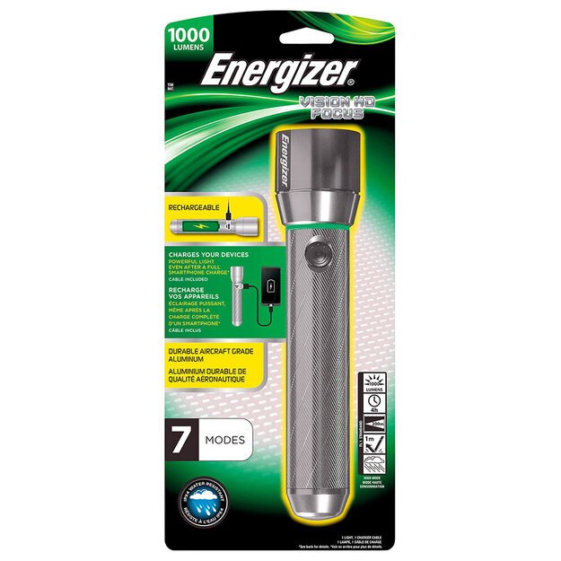Energizer VISION HD METAL 1000lm rechargeable flashlight