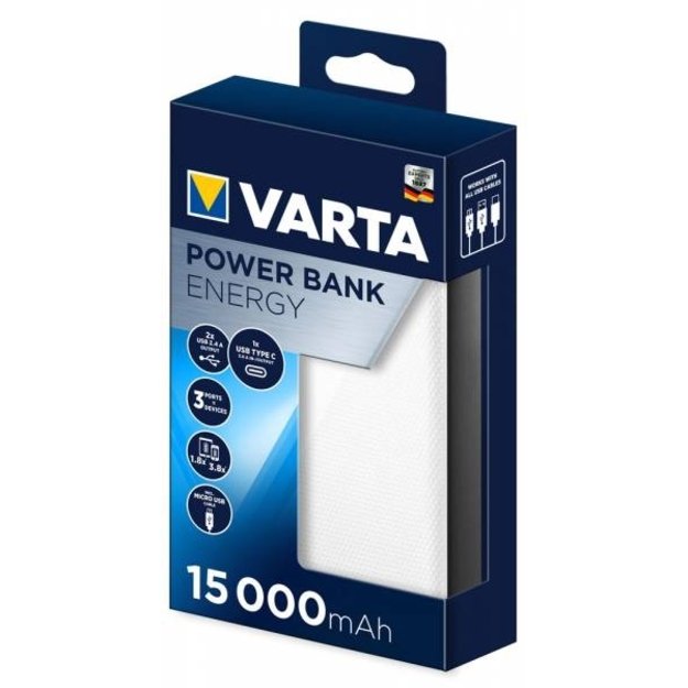 Atsarginis maitinimo šaltinis VARTA ENERGY 15000mAh Powerbank 57977