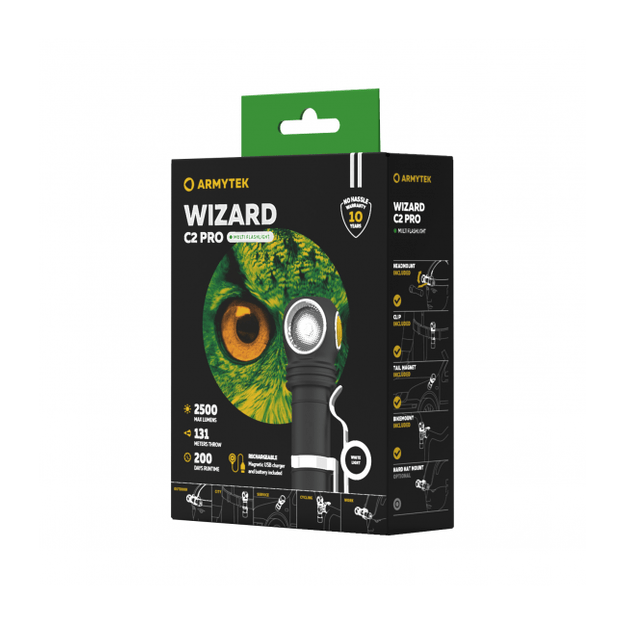 Многофункциональный USB-фонарик Armytek Wizard C2 Pro Magnet, теплый свет