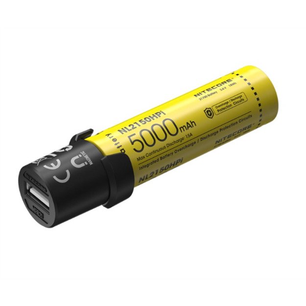 Nitecore Intelligent baterijos NL2150HPi 21700 sistema su žibintuvėliu ir krovikliu
