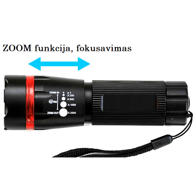 LED žibintuvėlis 3W su ZOOM funkcija
