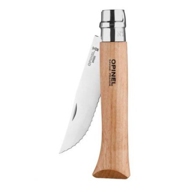 Opinel No. 12 beech wood pocket knife, serrated 002441