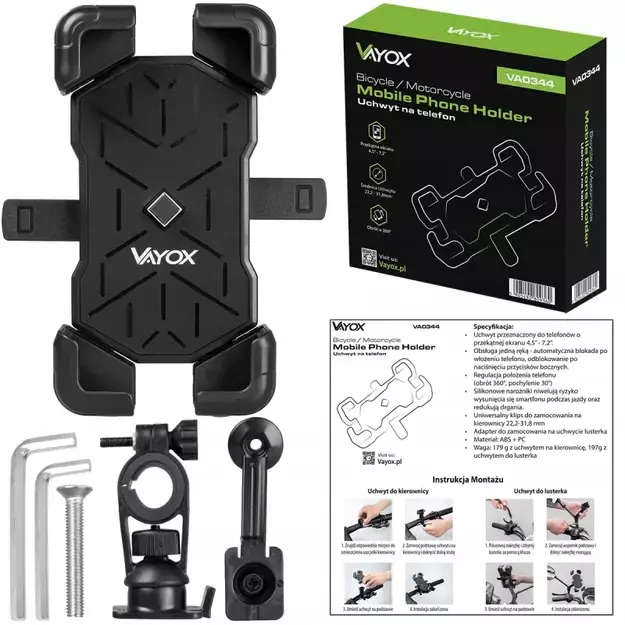 Vayox VA0344 Black Bicycle/Motorcycle Phone Holder
