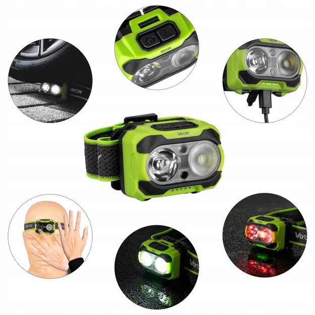 Vayox Pro Series žibintuvėlis ant galvos 600lm IP44 TwinBeam VA0361