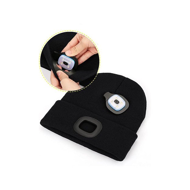 Kepurė su žibintuvėliu USB