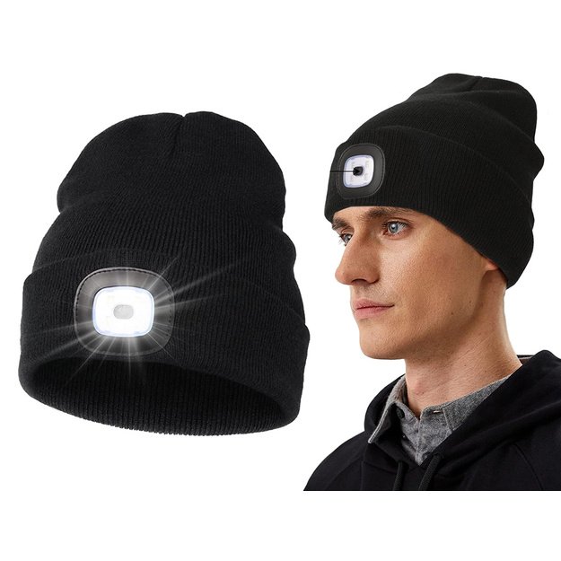 Kepurė su žibintuvėliu USB