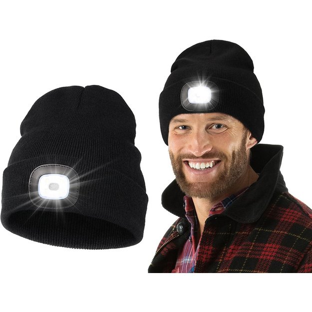 Kepurė su žibintuvėliu USB