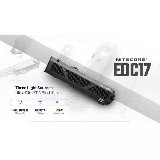 Фонарь Nitecore EDC17 с УФ и Лазером 1500лм