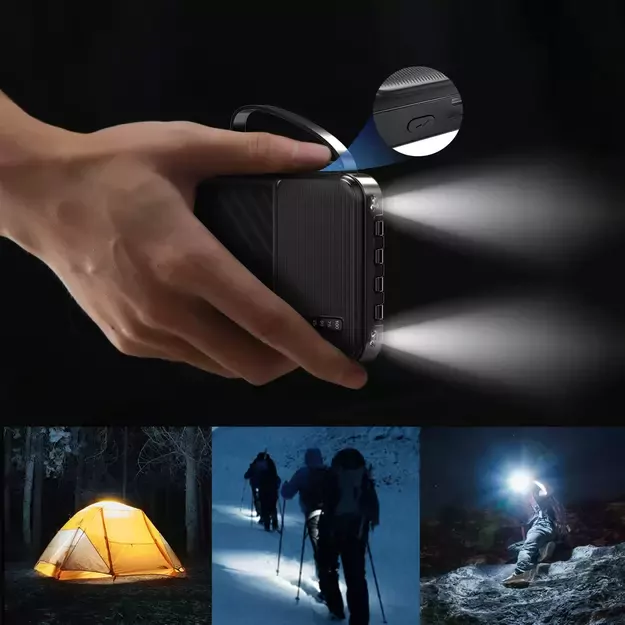 Dudao K11 10000 mAh external battery with built-in cables, black