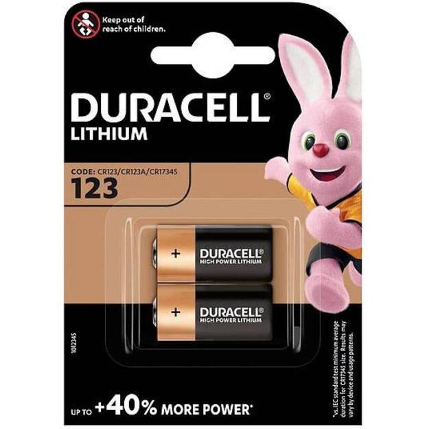 Duracell CR123 fotoaparato baterija CR123A ličio 1400 mAh 3 V 2 vnt.