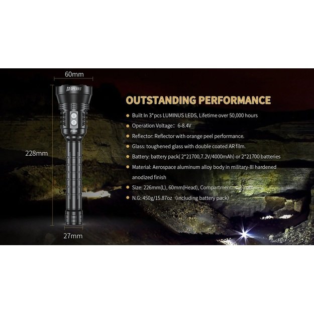 SPERAS P10R 8000lm žibintuvėlis