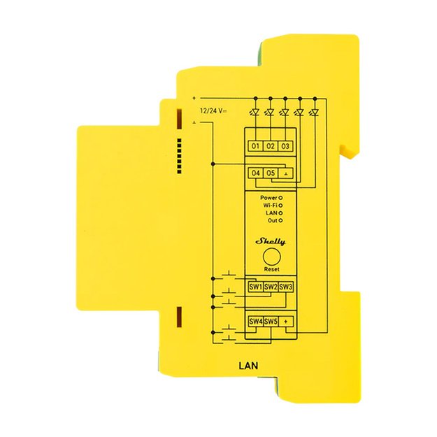 Shelly RGBWW Pro WiFi 5-канальный контроллер освещения на DIN-рейку