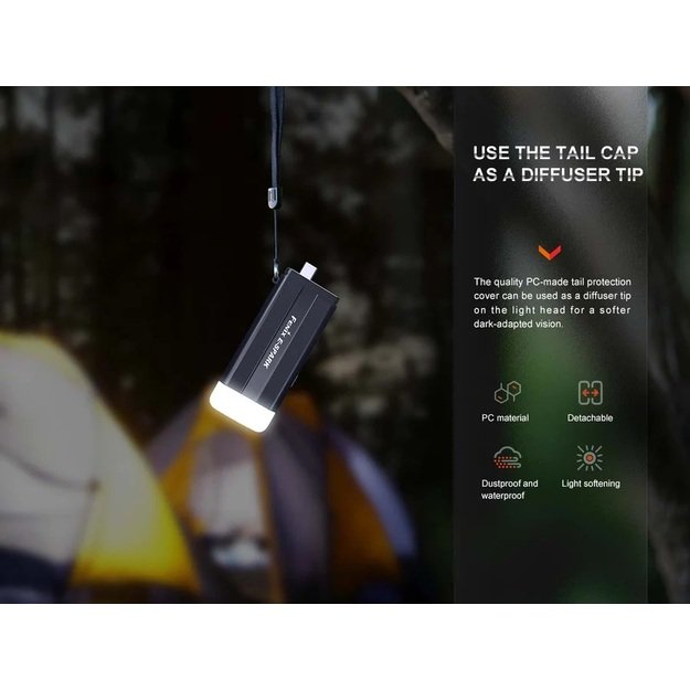 Fenix E-Spark avarinis pakraunamas žibintuvėlis prie raktų su powerbanku