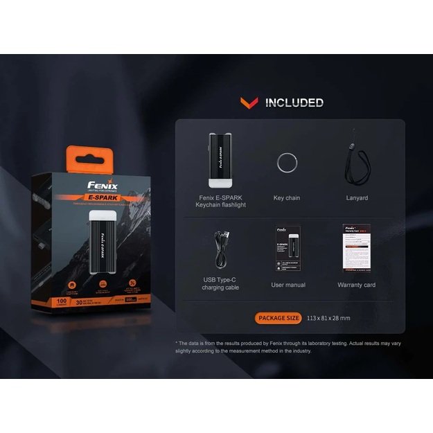 Fenix E-Spark avarinis pakraunamas žibintuvėlis prie raktų su powerbanku