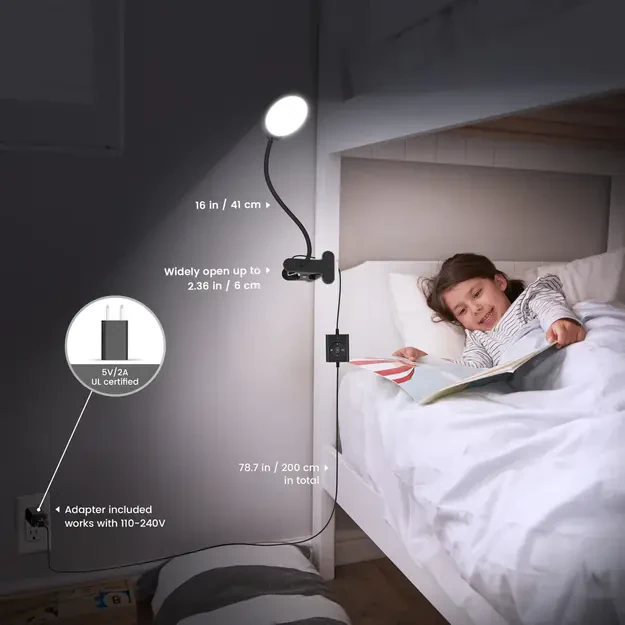 Clip on Reading Light Glocusent GLCSNTBL204 White
