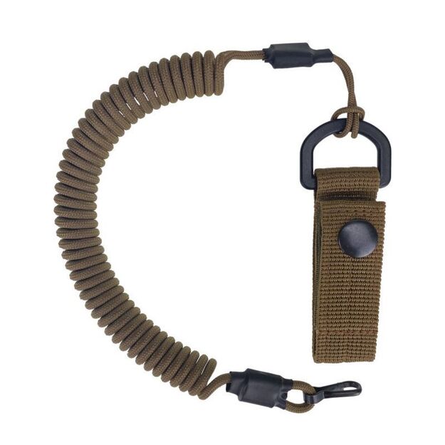 Lanyard coil with belt attachment, coyote brown
